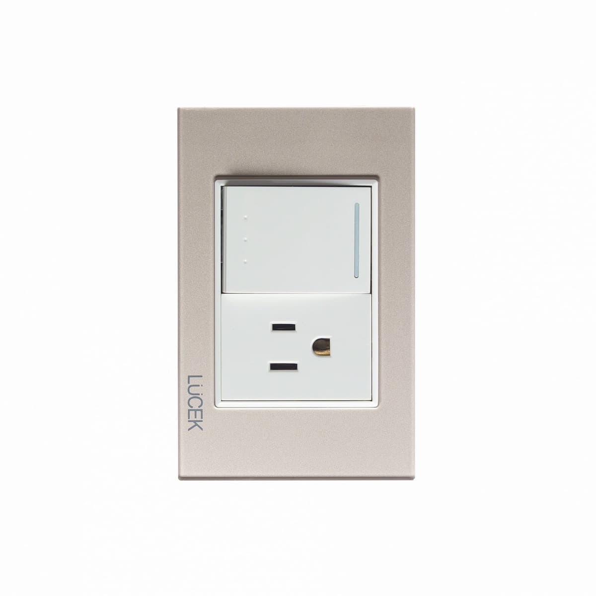 Placa cristal con 1 interruptor de escalera y 1 contacto de 1.5 módulos BP07/3CDM-LUCEK