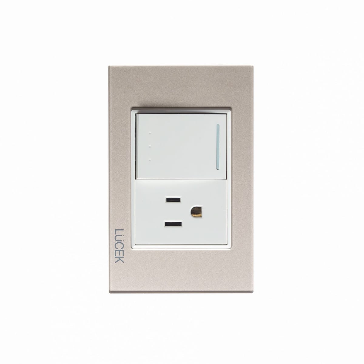 Placa cristal con 1 interruptor de escalera y 1 contacto de 1.5 módulos BP07/3CDM-LUCEK