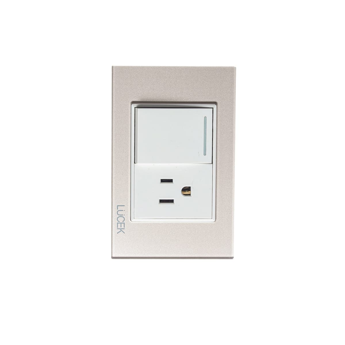 Placa cristal con 1 interruptor sencillo y 1 contacto de 1.5 módulos BP07CDM-LUCEK