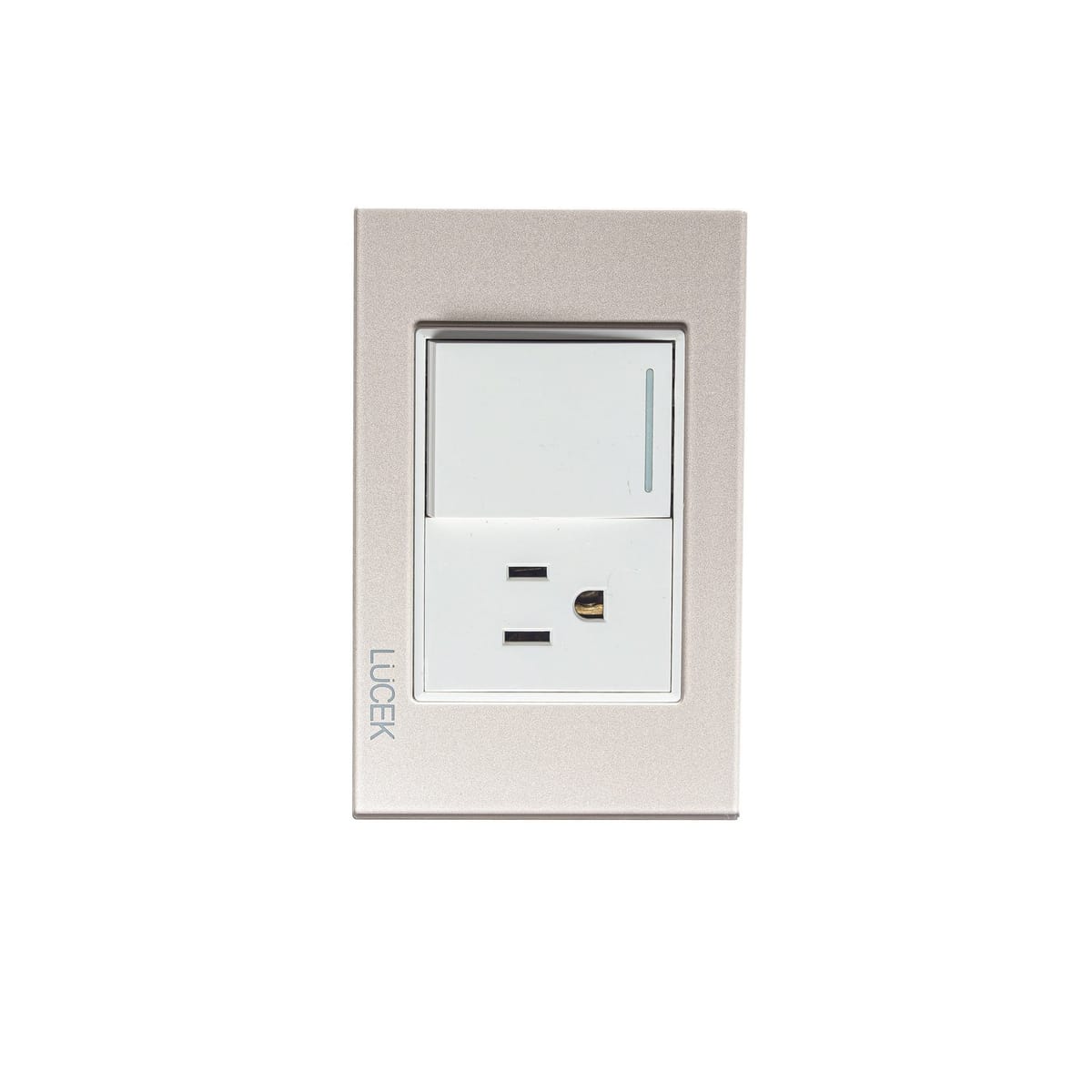 Placa cristal con 1 interruptor sencillo y 1 contacto de 1.5 módulos BP07CDM-LUCEK