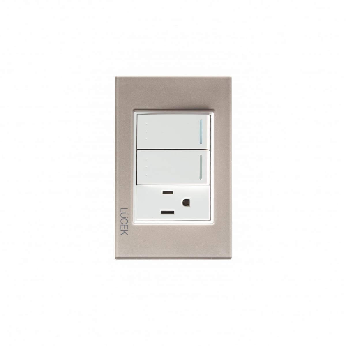 Placa cristal con 2 interruptores de escalera y 1 contacto de 1 módulo BP13CDM-LUCEK