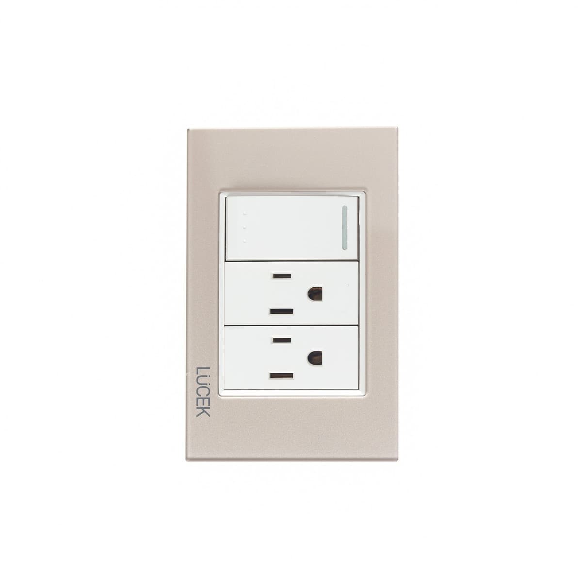 Placa cristal con 1 interruptor de escalera y 2 contactos de 1 módulo BP14CDM-LUCEK