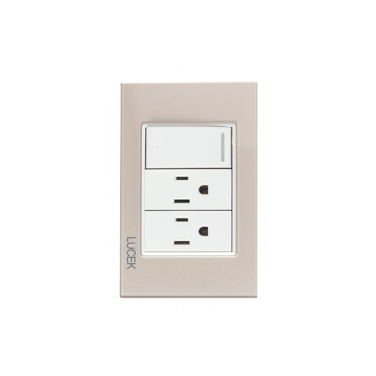 Placa cristal con 1 interruptor de escalera y 2 contactos de 1 módulo BP14CDM-LUCEK
