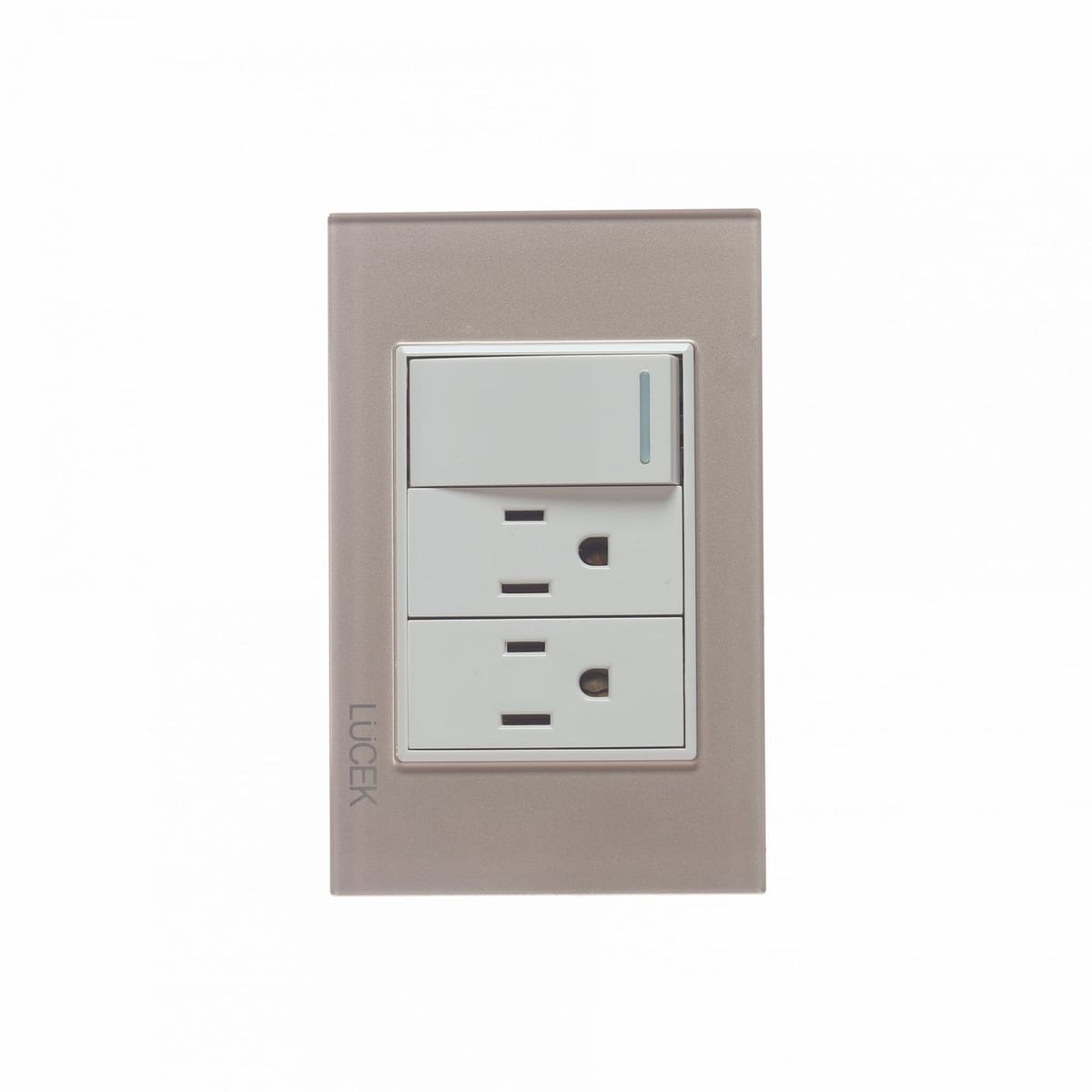Placa cristal con 1 interruptor sencillo y 1 contacto de 1 módulo BP20CDM-LUCEK
