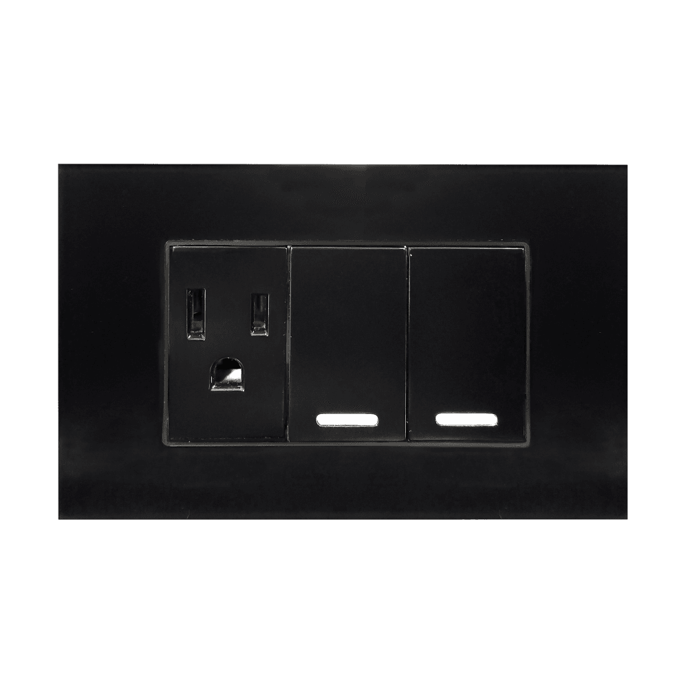 Placa acrílico negro con un contacto y doble apagador 8843945 – ARGOS