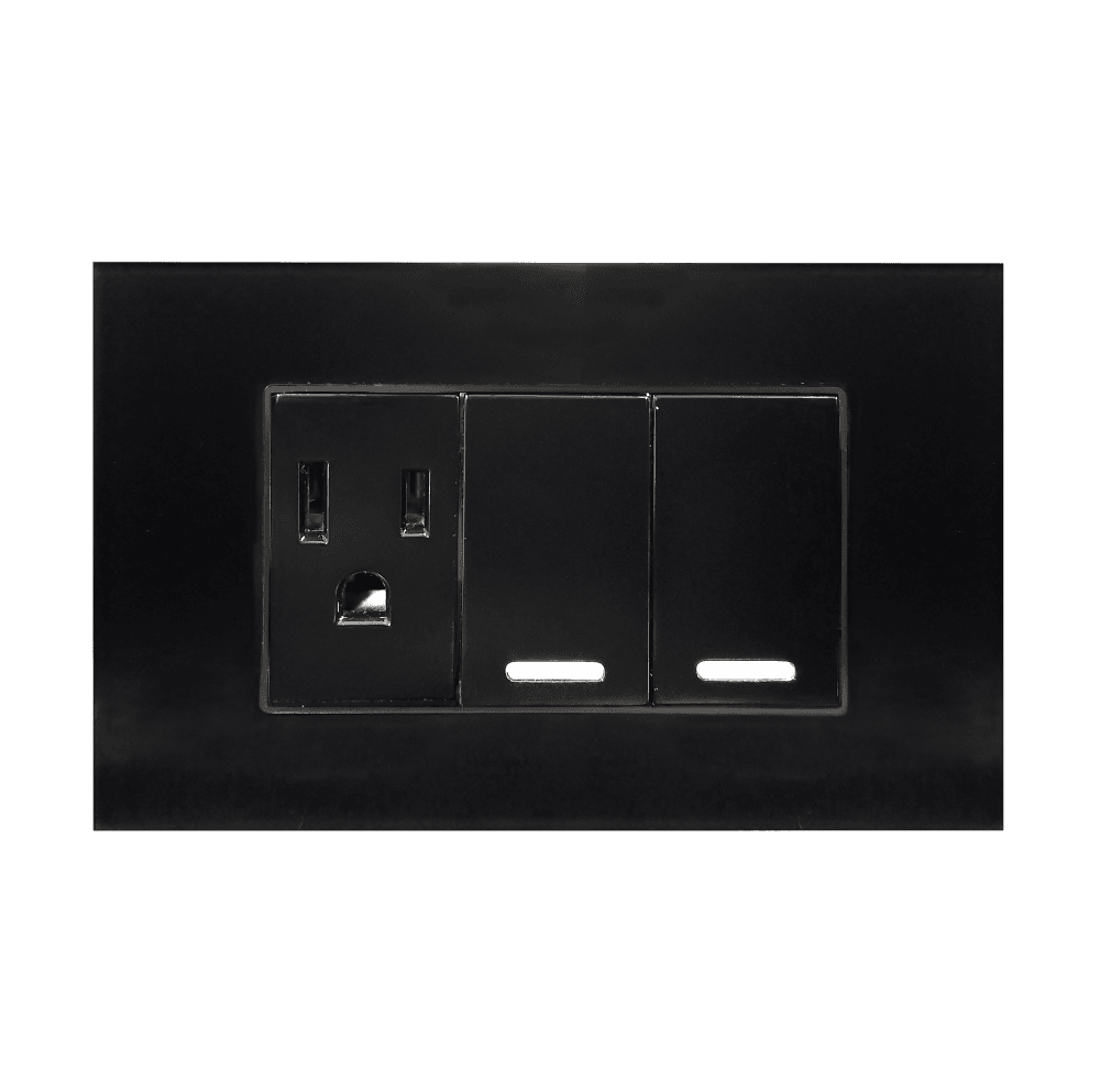 Placa acrílico negro con un contacto y doble apagador 8843945 – ARGOS