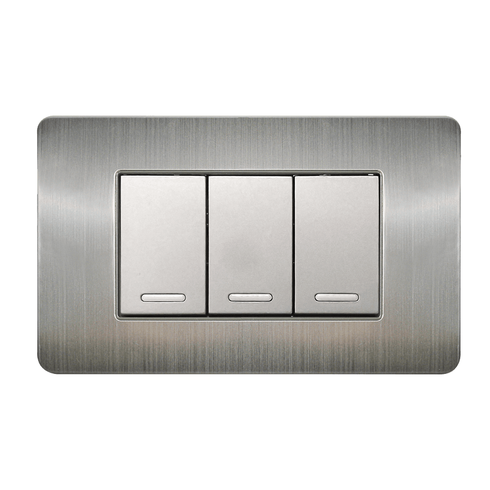 Placa acero inoxidable con tres apagadores 8841915-ARGOS