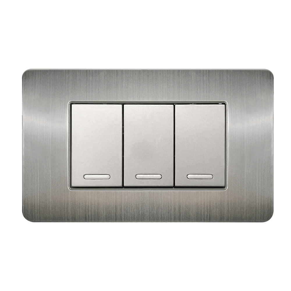 Placa acero inoxidable con tres apagadores 8841915-ARGOS