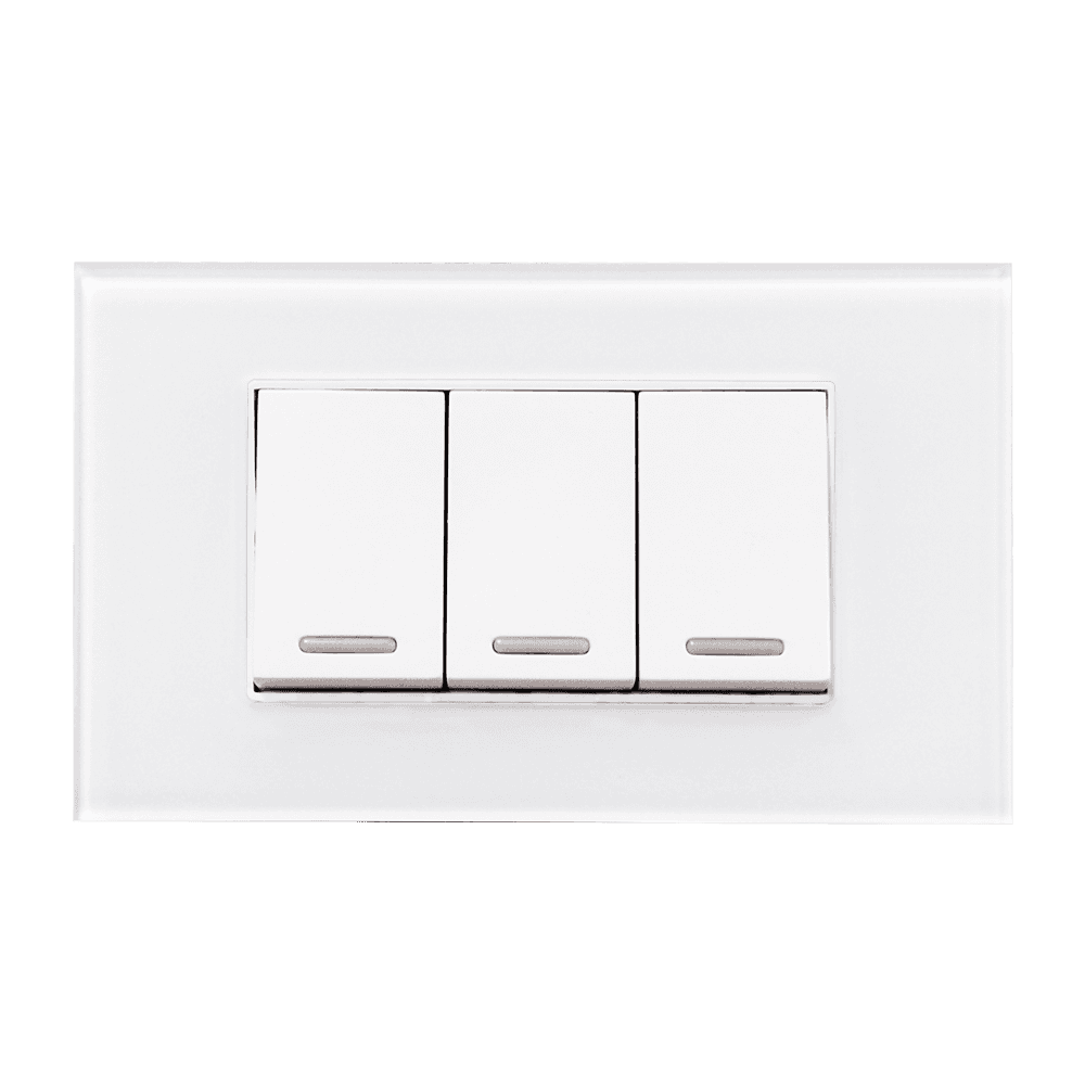 Placa con acrílico blanco con 3 apagadores 24mm 8842915- ARGOS