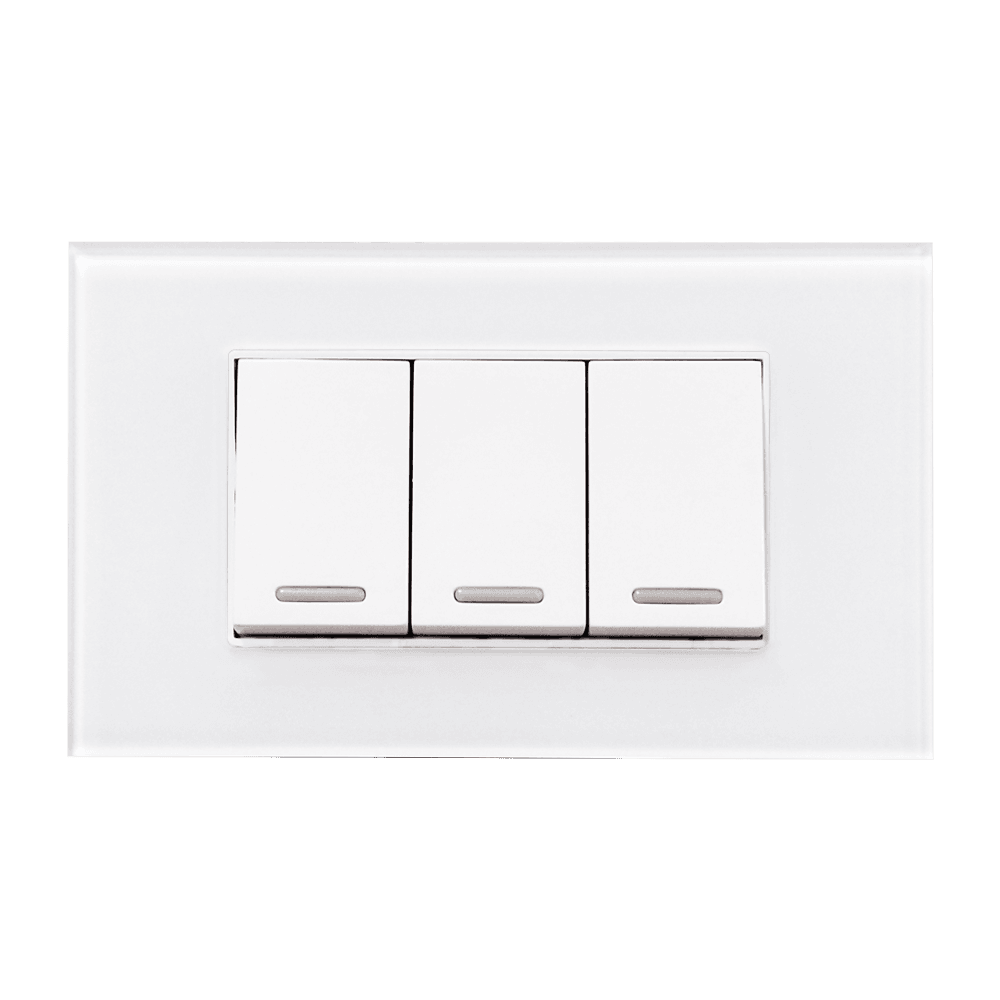 Placa con acrílico blanco con 3 apagadores 24mm 8842915- ARGOS