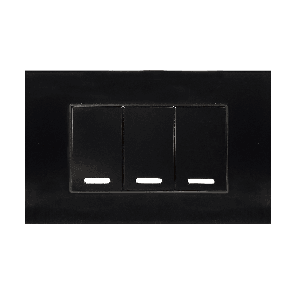 Placa con acrílico negro con 3 apagadores 24mm 8843915- ARGOS