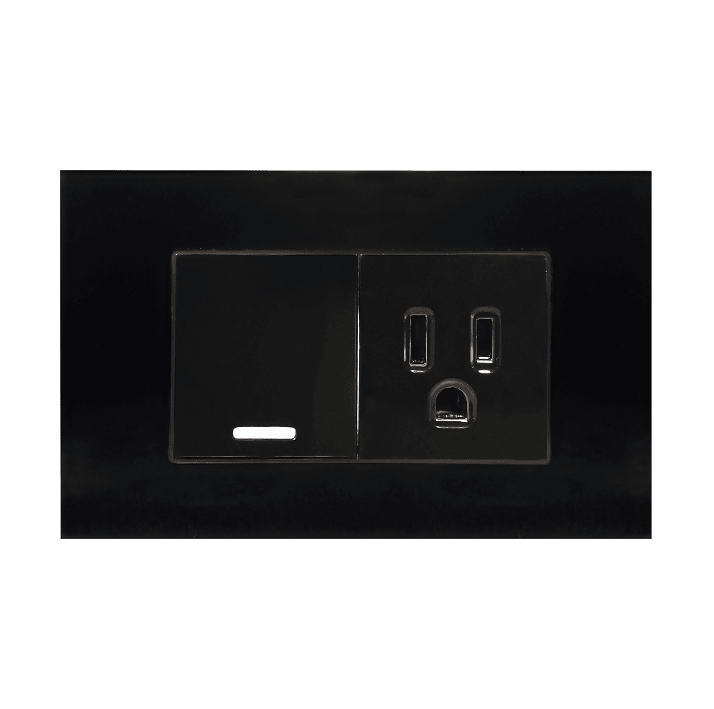 Placa acrílico negro con apagador y contacto 8843905 - ARGOS