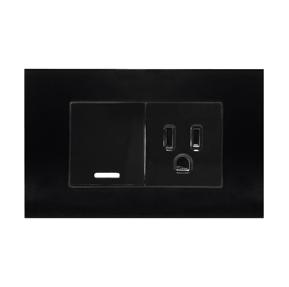 Placa acrílico negro con apagador y contacto 8843905 - ARGOS