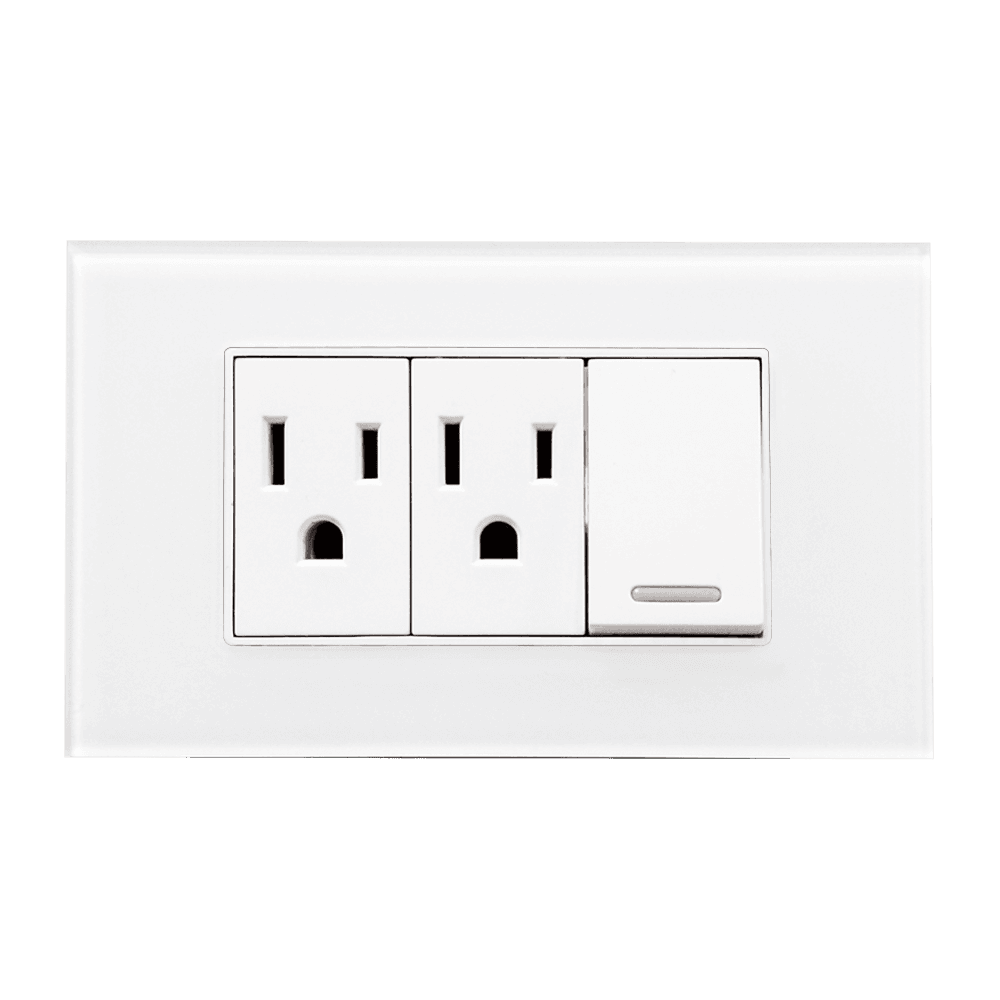 Placa acrílico blanco con un apagador y contacto doble 8842940- ARGOS