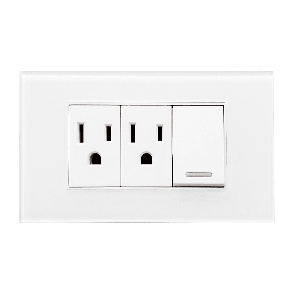 Placa acrílico blanco con un apagador y contacto doble 8842940- ARGOS
