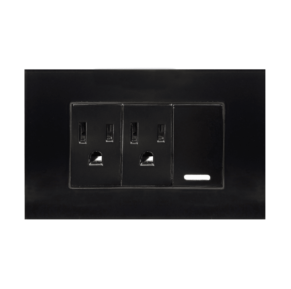 Placa acrílico negro con un apagador y contacto doble 8843940- ARGOS