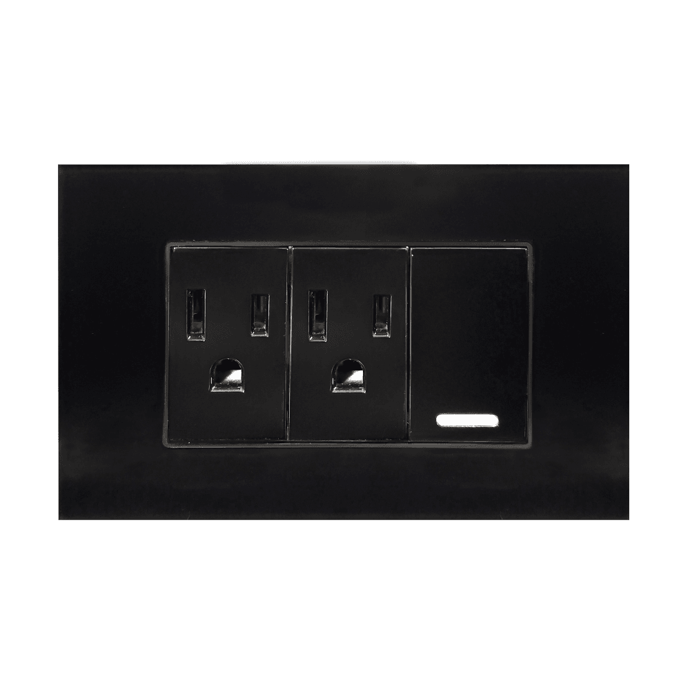 Placa acrílico negro con un apagador y contacto doble 8843940- ARGOS