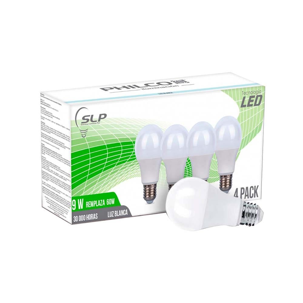 4pack LED A19 9W 6500K 57145- PHILCO