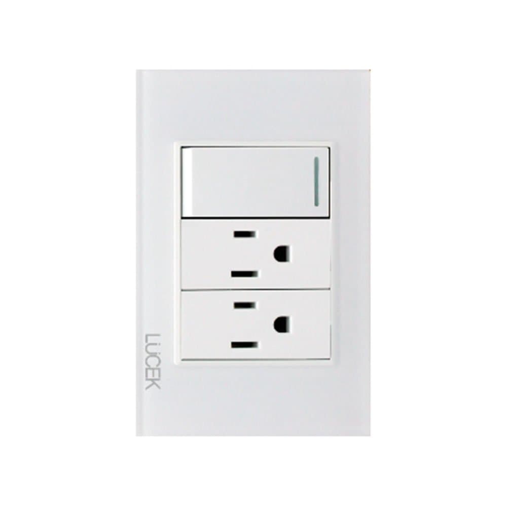 Placa cristal con 1 interruptor sencillo, 2 contactos BP20CBB - LUCEK