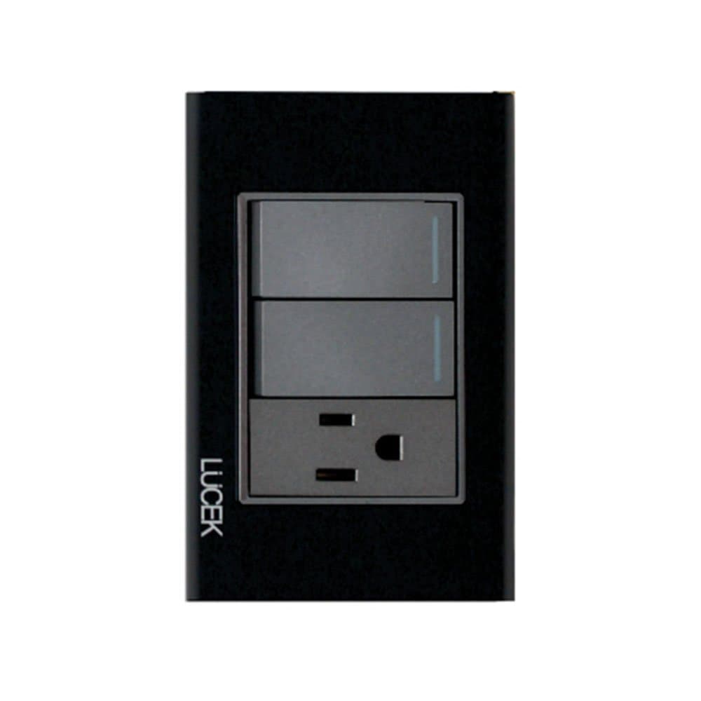 Placa cristal con 2 interruptores sencillos 1 contacto 1 módulo BP19CNN - Lucek