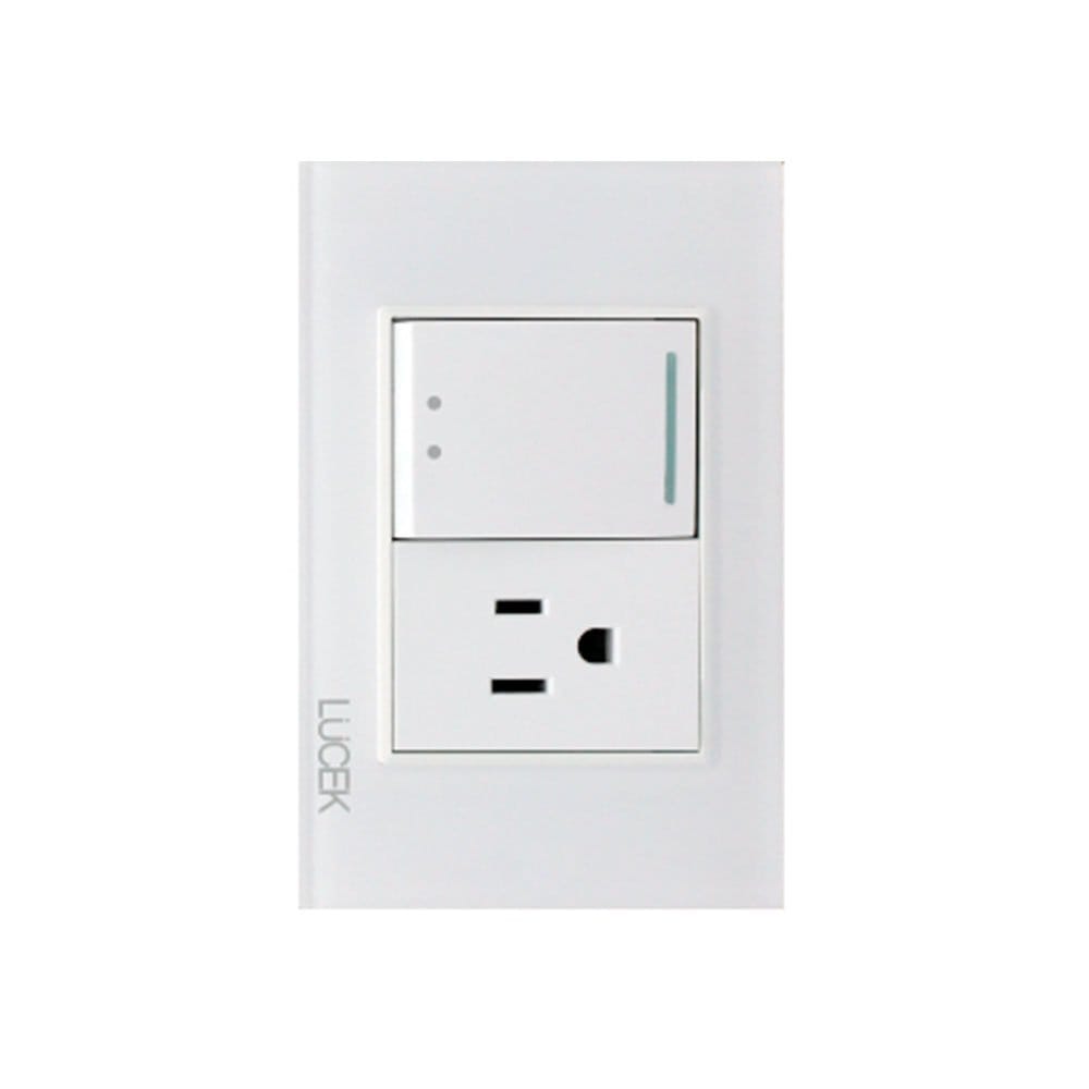 Placa cristal con 1 interruptor escalera y 1 contacto 1.5 BP07/3CBB -LUCEK