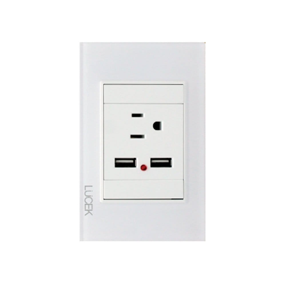 Placa cristal con 1 contacto y 2 entradas USB BP05CBB-LUCEK