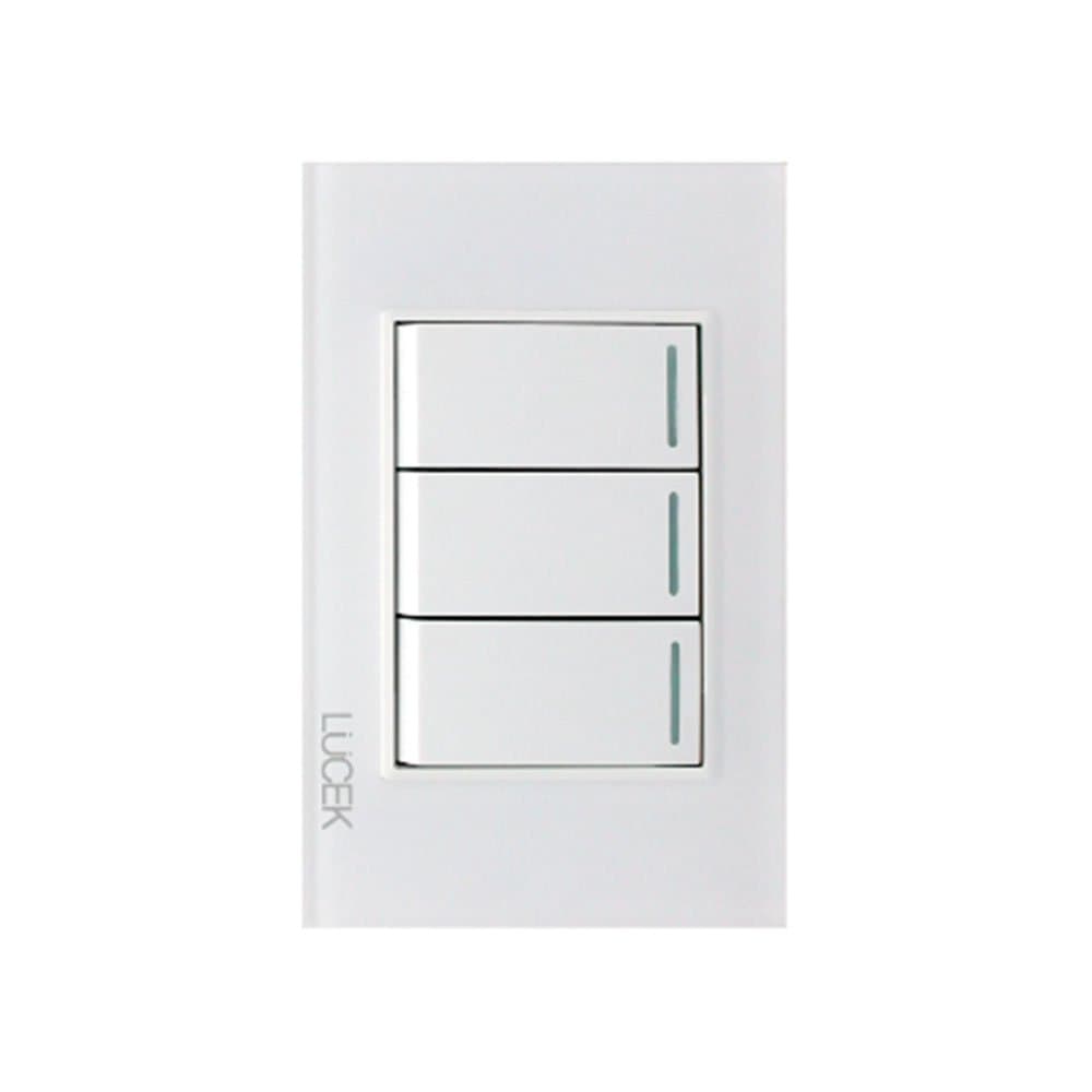 Placa cristal con 3 interruptores sencillos 1 módulo BP03CBB -LUCEK