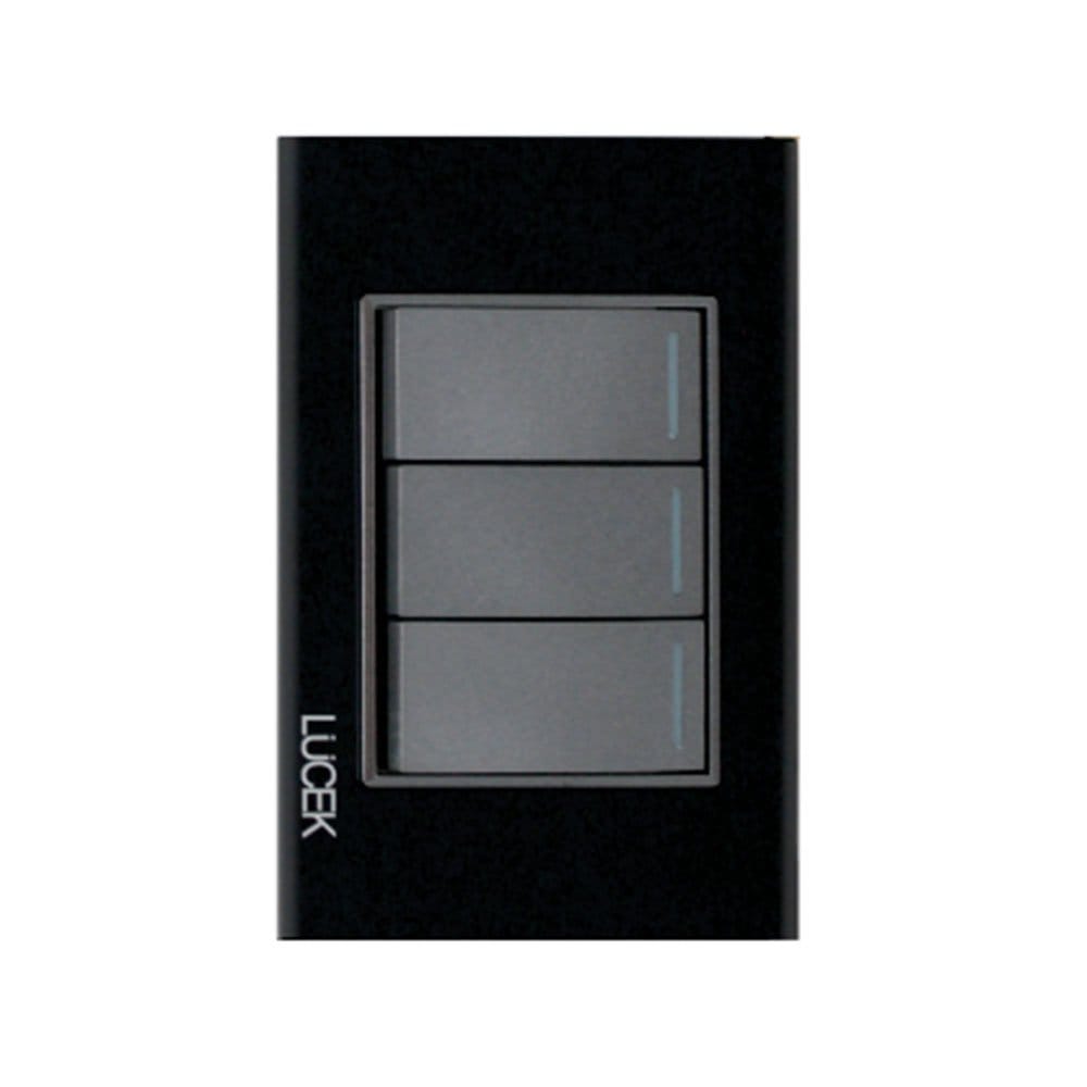 Placa cristal con 3 interruptores sencillos 1 módulo BP03CNN - LUCEK