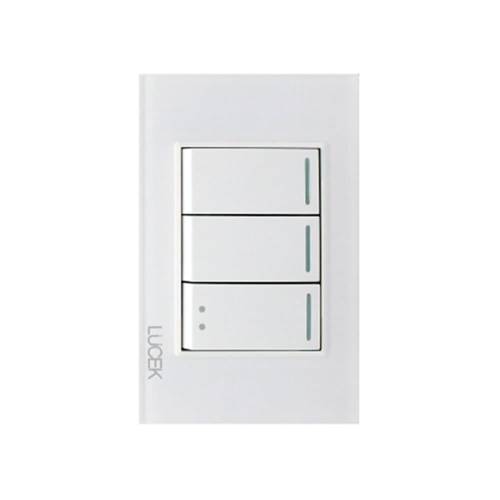 Placa cristal con 2 interruptores sencillos 1 de escalera 1 módulo BP03/3CBB -LUCEK