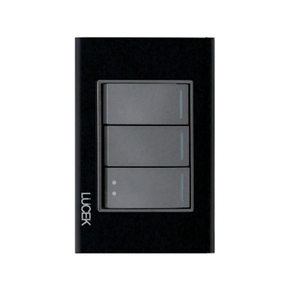 Placa cristal con 2 interruptores sencillos 1 escalera 1 módulo BP03/3CNN - LUCEK