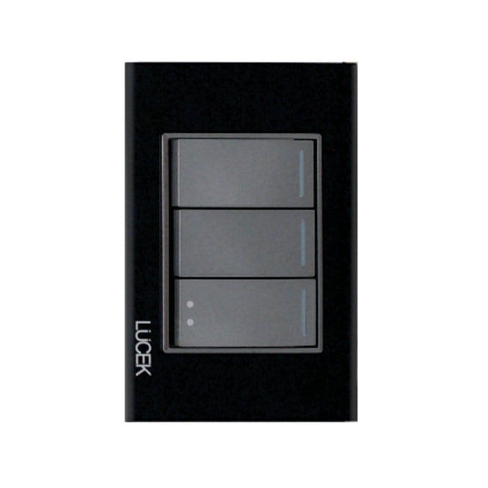 Placa cristal con 2 interruptores sencillos 1 escalera 1 módulo BP03/3CNN - LUCEK