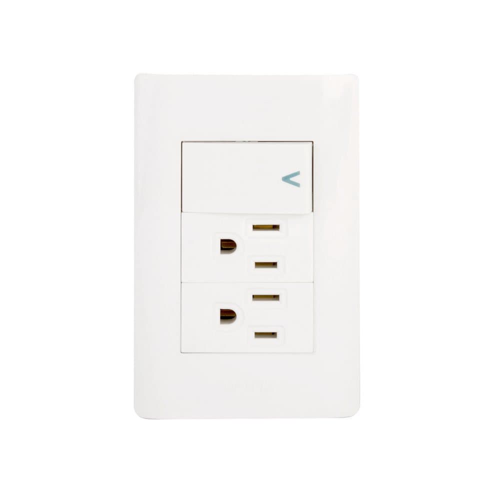 Placa con 1 interruptor sencillo y 2 contactos BA20-B - Lucek