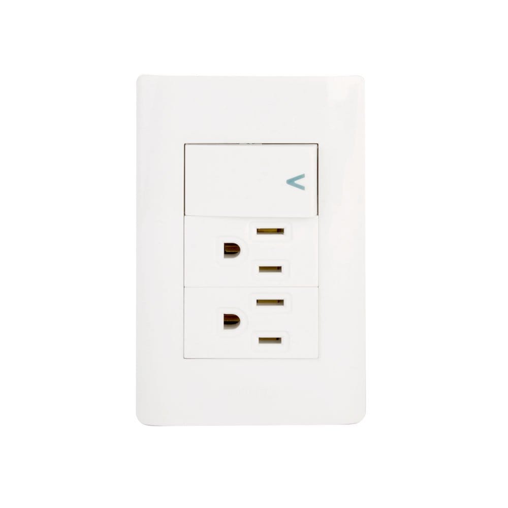 Placa con 1 interruptor sencillo y 2 contactos BA20-B - Lucek