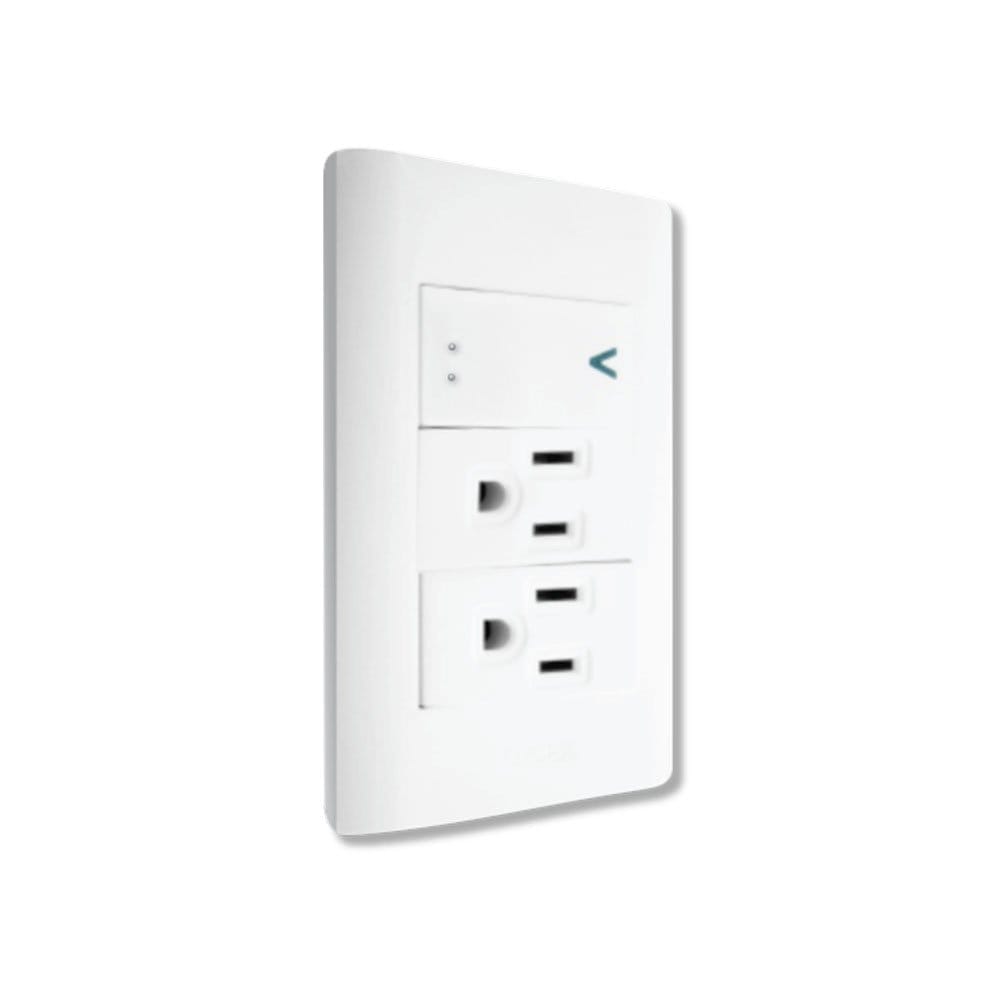 Placa sencilla con 1 interr. escalera y 2 contactos BA14 - Lucek