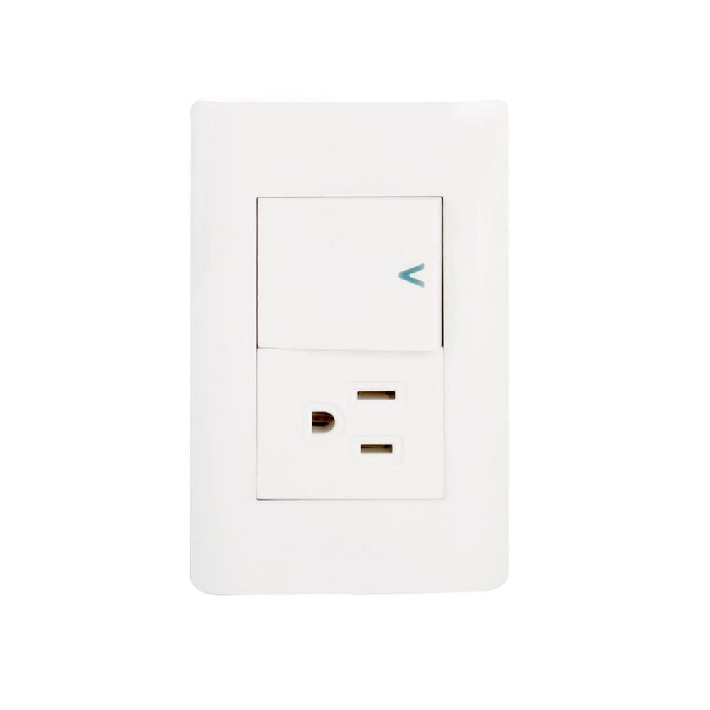 Placa con 1 interruptor sencillos y 1 contacto BA07-B - Lucek