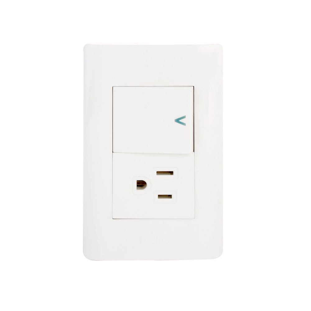 Placa con 1 interruptor sencillos y 1 contacto BA07-B - Lucek