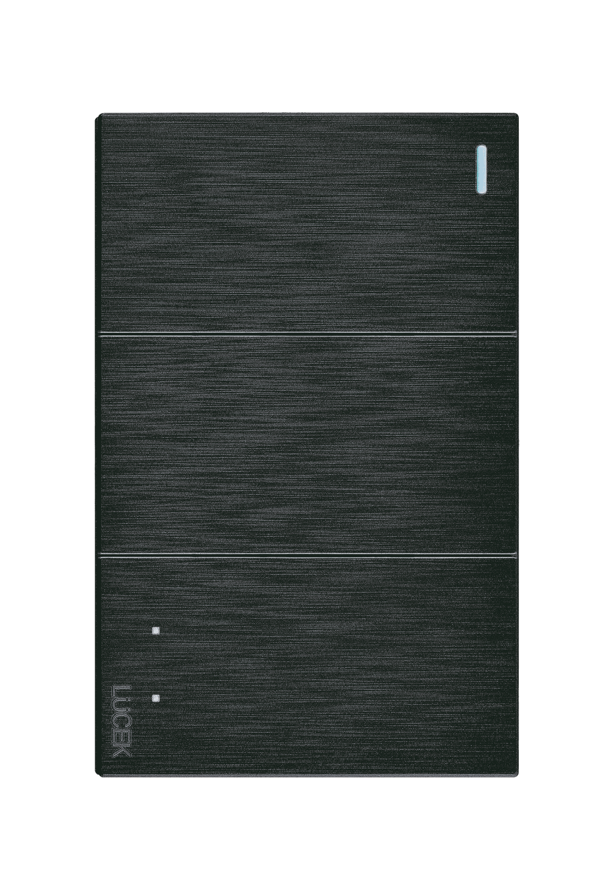Placa metálica con dos interruptores sencillos y uno de escalera negro BF03/3N- FLAT LUCEK