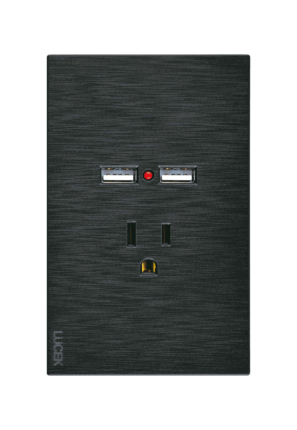 Placa metálica con contacto y 2 entradas USB negro BF05N- FLAT LUCEK