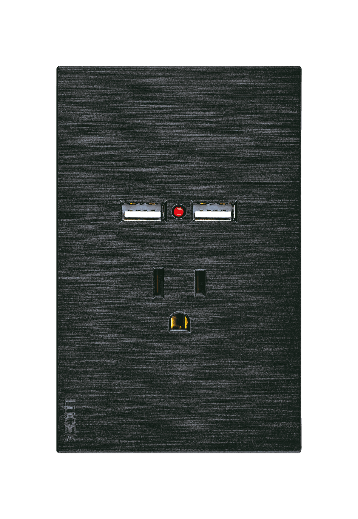 Placa metálica con contacto y 2 entradas USB negro BF05N- FLAT LUCEK