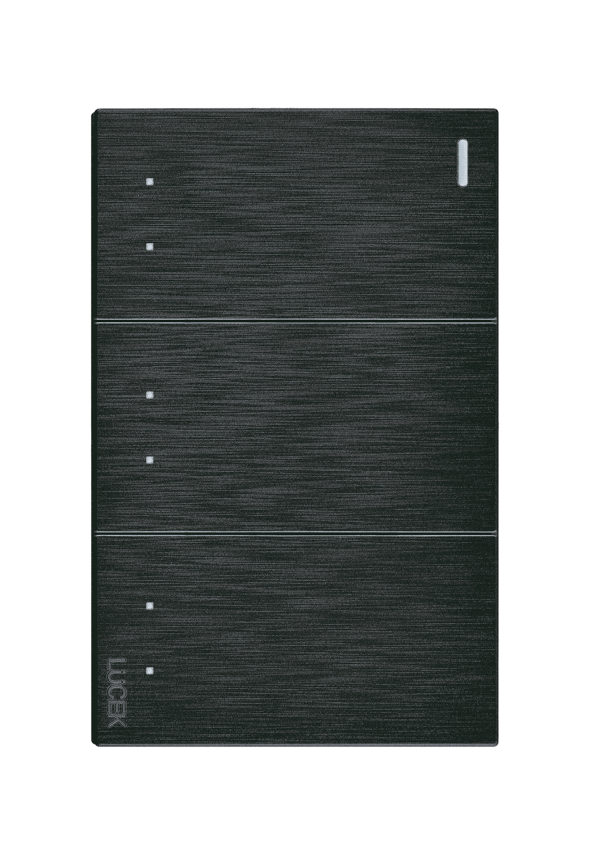 Placa metálica con tres interruptores de escalera negro BF10N- FLAT LUCEK