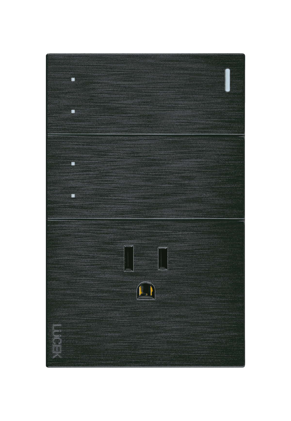 Placa metálica con dos interruptores de escalera y con un contacto negro BF13N- FLAT LUCEK