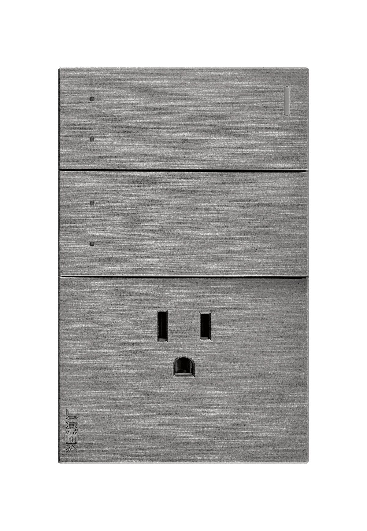 Placa metálica con dos interruptores de escalera y con un contacto plateado BF13P- FLAT LUCEK