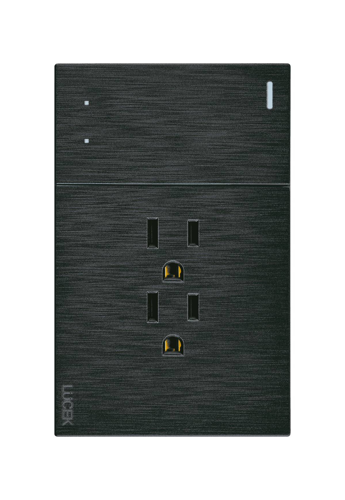 Placa metálica con un interruptor de escalera y dos contactos negro BF14N- FLAT LUCEK