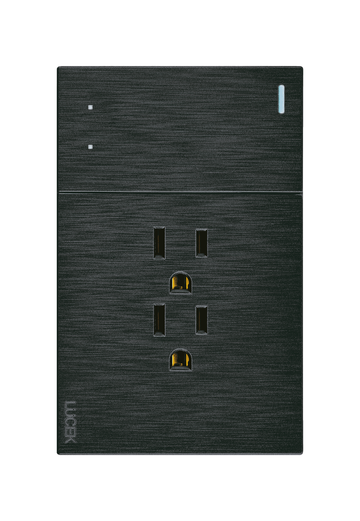 Placa metálica con un interruptor de escalera y dos contactos negro BF14N- FLAT LUCEK