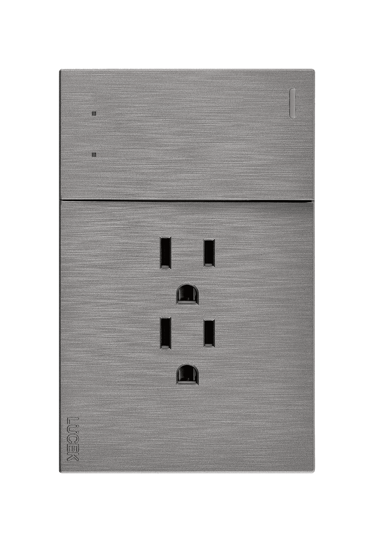 Placa metálica con un interruptor de escalera y dos contactos plateado BF14P- FLAT LUCEK