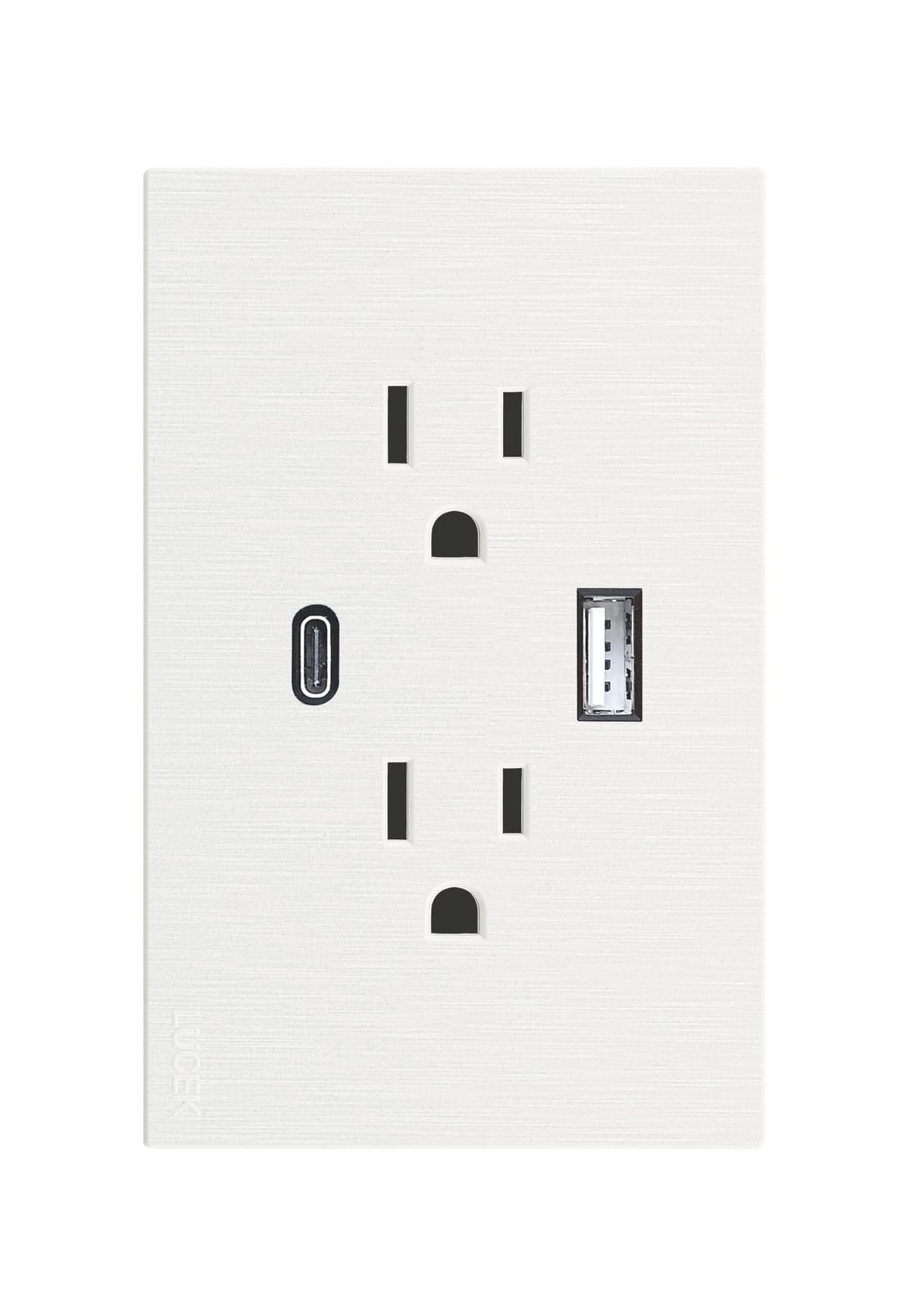 Placa metálica con dos contactos duplex entrada USB y entrada tipo C blanco BF30B- FLAT LUCEK